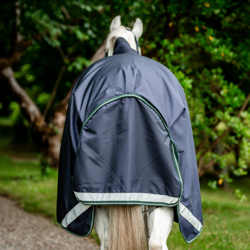 Horseware Rambo 1000D Wug Turnout 200g Medium in Navy/Hunter Green/Silver-5